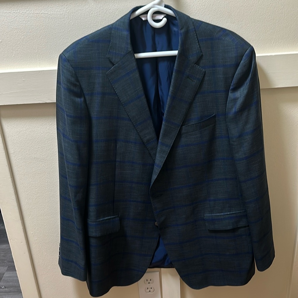 Samuelsohn Navy Blue Plaid Blazer